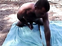 Hot guy models his smooth ass outdoors