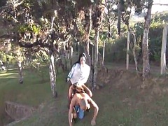 Outdoor fun in pony enslavement