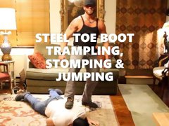 STRAIGHT DOM TRAMPLES, STOMPS AND JUMPS ON HIS GAY SLAVE WITH STEEL TOED BOOTS - Teaser