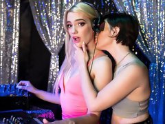 Sensual lesbian sex on stage with Kenna James and Paris Lincoln