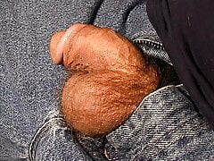 Limp Dick Pre-cum drips on Balls Close Up